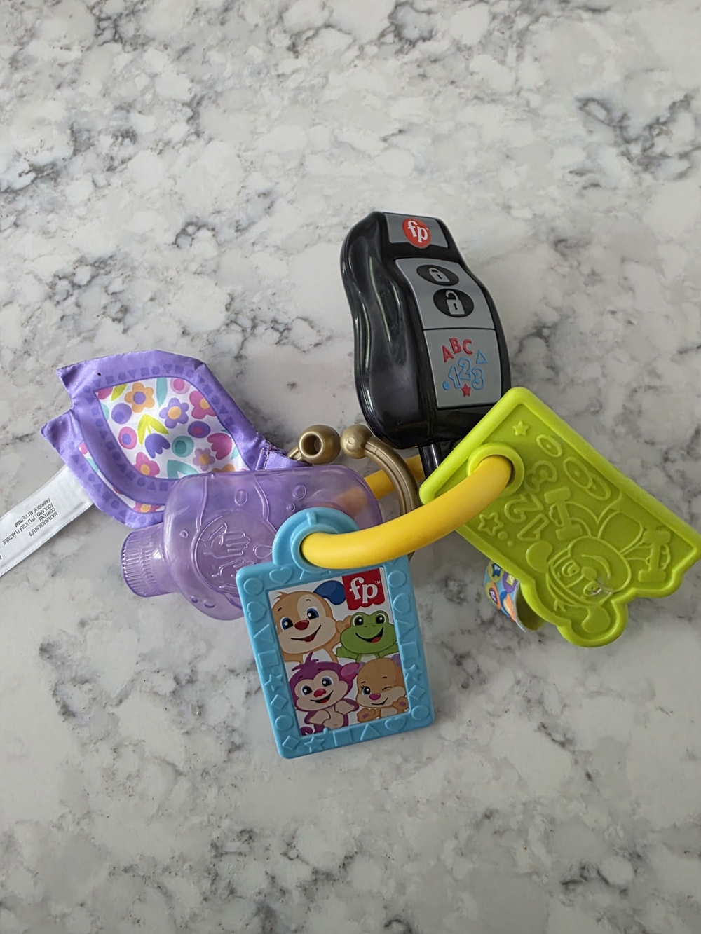 Fisher-Price Baby Key Ring Toy - Purple, Black, Blue, Yellow & Green